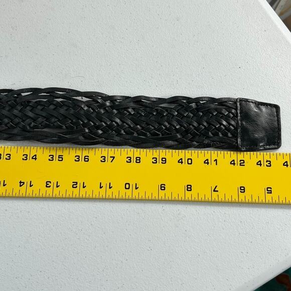 Calvin Klein Jeans Black Leather Braided Belt Women's Large Silver Circle Buckle - Picture 6 of 7
